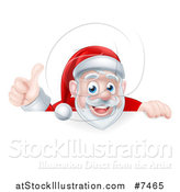 Vector Illustration of a Cartoon Christmas Santa Claus Giving a Thumb up over a Sign by AtStockIllustration
