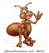 Vector Illustration of a Cartoon Happy Ant Waving by AtStockIllustration
