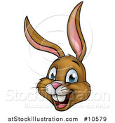 Vector Illustration of a Cartoon Happy Brown Easter Bunny Rabbit Face by AtStockIllustration