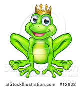 Vector Illustration of a Cartoon Happy Smiling Green Frog Prince by AtStockIllustration