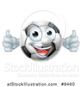 Vector Illustration of a Cartoon Happy Soccer Ball Mascot Giving Two Thumbs up by AtStockIllustration