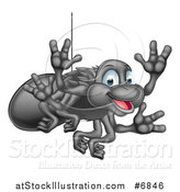 Vector Illustration of a Cartoon Happy Spider Waving by AtStockIllustration