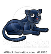 Vector Illustration of a Cartoon Resting Black Panther Big Cat by AtStockIllustration