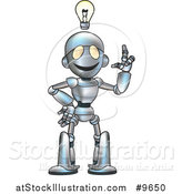 Vector Illustration of a Cartoon Robot Character with an Idea by AtStockIllustration