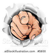 Vector Illustration of a Caucasian Hand Breaking Through a Wall and Pointing Outwards by AtStockIllustration