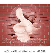 Vector Illustration of a Caucasian Hand Giving a Thumb up and Breaking Through a Brick Wall by AtStockIllustration