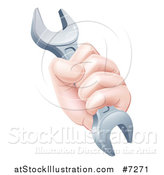 Vector Illustration of a Caucasian Hand Gripping a Wrench by AtStockIllustration