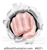 Vector Illustration of a Caucasian Hand Punching Through a Wall by AtStockIllustration