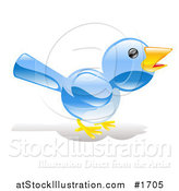 Vector Illustration of a Chatty Blue Bird Chirping by AtStockIllustration