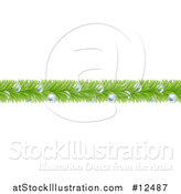 Vector Illustration of a Christmas Branch Garland with Silver Baubles by AtStockIllustration