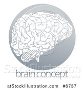 Vector Illustration of a Circuit Board Artificial Intelligence Brain in a Gray Circle over Sample Text by AtStockIllustration