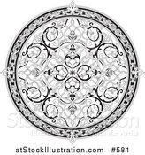 Vector Illustration of a Circular Middle Eastern Floral Rug by AtStockIllustration