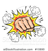 Vector Illustration of a Comic Explosion and Fisted Hand by AtStockIllustration