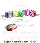 Vector Illustration of a Computer Mouse Connected to Learn Letter Blocks by AtStockIllustration