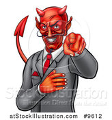 Vector Illustration of a Corrupt Devil Businessman Pointing Outwards, from the Waist up by AtStockIllustration