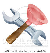 Vector Illustration of a Crossed Plunger and Wrench by AtStockIllustration