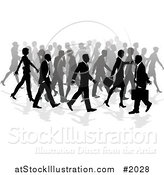 Vector Illustration of a Crowd of Silhouetted Business People Walking by AtStockIllustration