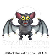 Vector Illustration of a Cute Happy Halloween Vampire Bat by AtStockIllustration