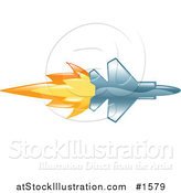 Vector Illustration of a Fast Jet with Fire Bursting out of the Rear by AtStockIllustration