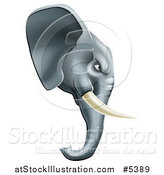 Vector Illustration of a Fierce Elephant Mascot Head in Profile by AtStockIllustration