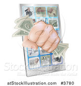 Vector Illustration of a Fist with Cash Emerging from a Smart Phone by AtStockIllustration