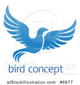 Vector Illustration of a Flying Blue Bird over Sample Text by AtStockIllustration