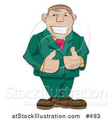 Vector Illustration of a Friendly Boss Giving Two Thumbs up by AtStockIllustration