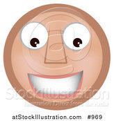 Vector Illustration of a Friendly Emoticon Smiling - Tan Version by AtStockIllustration