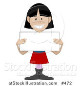 Vector Illustration of a Friendly Girl Holding a Blank Placard Sign by AtStockIllustration