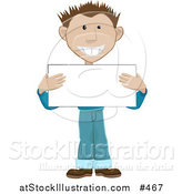 Vector Illustration of a Friendly Guy Holding a Blank Placard Sign by AtStockIllustration