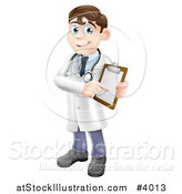 Vector Illustration of a Friendly Male Doctor Holding and Pointing to Medical Chart by AtStockIllustration