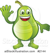 Vector Illustration of a Friendly Pear Character Waving by AtStockIllustration