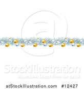 Vector Illustration of a Frozen Christmas Garland with Silver and Gold Bauble Ornaments by AtStockIllustration
