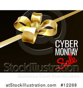 Vector Illustration of a Gift Bow with Cyber Monday Sale Text on Black by AtStockIllustration