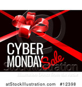 Vector Illustration of a Gift Bow with Cyber Monday Sale Text on Black by AtStockIllustration