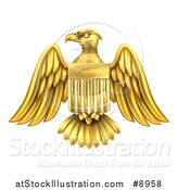 Vector Illustration of a Gold American Coat of Arms Eagle with a Shield by AtStockIllustration