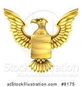 Vector Illustration of a Golden Heraldic Coat of Arms Eagle with a Shield by AtStockIllustration