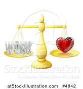 Vector Illustration of a Golden Scale Balancing Work and Love by AtStockIllustration