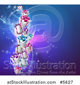 Vector Illustration of a Gradient Background with 3d Gift Boxes and Magic by AtStockIllustration