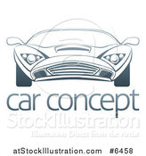 Vector Illustration of a Gradient Dark Blue Sports Car over Sample Text by AtStockIllustration