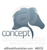 Vector Illustration of a Gradient Gray Horse Head Silhouette in Profile, with Concept Text by AtStockIllustration