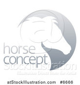 Vector Illustration of a Gradient White Horse Head Silhouetted in a Gray Circle over Sample Text by AtStockIllustration