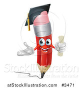 Vector Illustration of a Graduate Pencil Holding a Diploma by AtStockIllustration