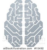 Vector Illustration of a Grayscale Human Brain with Electrical Circuits by AtStockIllustration