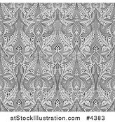 Vector Illustration of a Grayscale Seamless Art Nouveau Pattern by AtStockIllustration