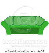 Vector Illustration of a Green Coucn with Pillows in a Living Room by AtStockIllustration