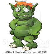 Vector Illustration of a Green Male Monster by AtStockIllustration