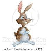 Vector Illustration of a Grinning Brown and White Easter Bunny by AtStockIllustration