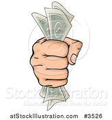 Vector Illustration of a Hand Clenching Cash Money in a Fist by AtStockIllustration