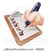 Vector Illustration of a Hand Filling out a Survey on a Clipboard by AtStockIllustration